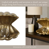 Decorative Figurine - Gold Metal Clam Acrylic Pearl, 5 in.