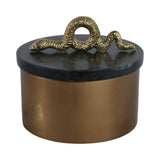 Decorative Box - Gold Metal Round Snake Handle, 5 in.