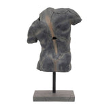 Gray 25x15 in. Resin Modern Cracked Torso Sculpture