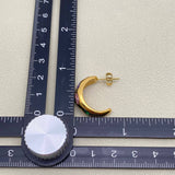 Inlaid Colored CZ 18K Gold Plated SS C-shaped Earrings - FGS