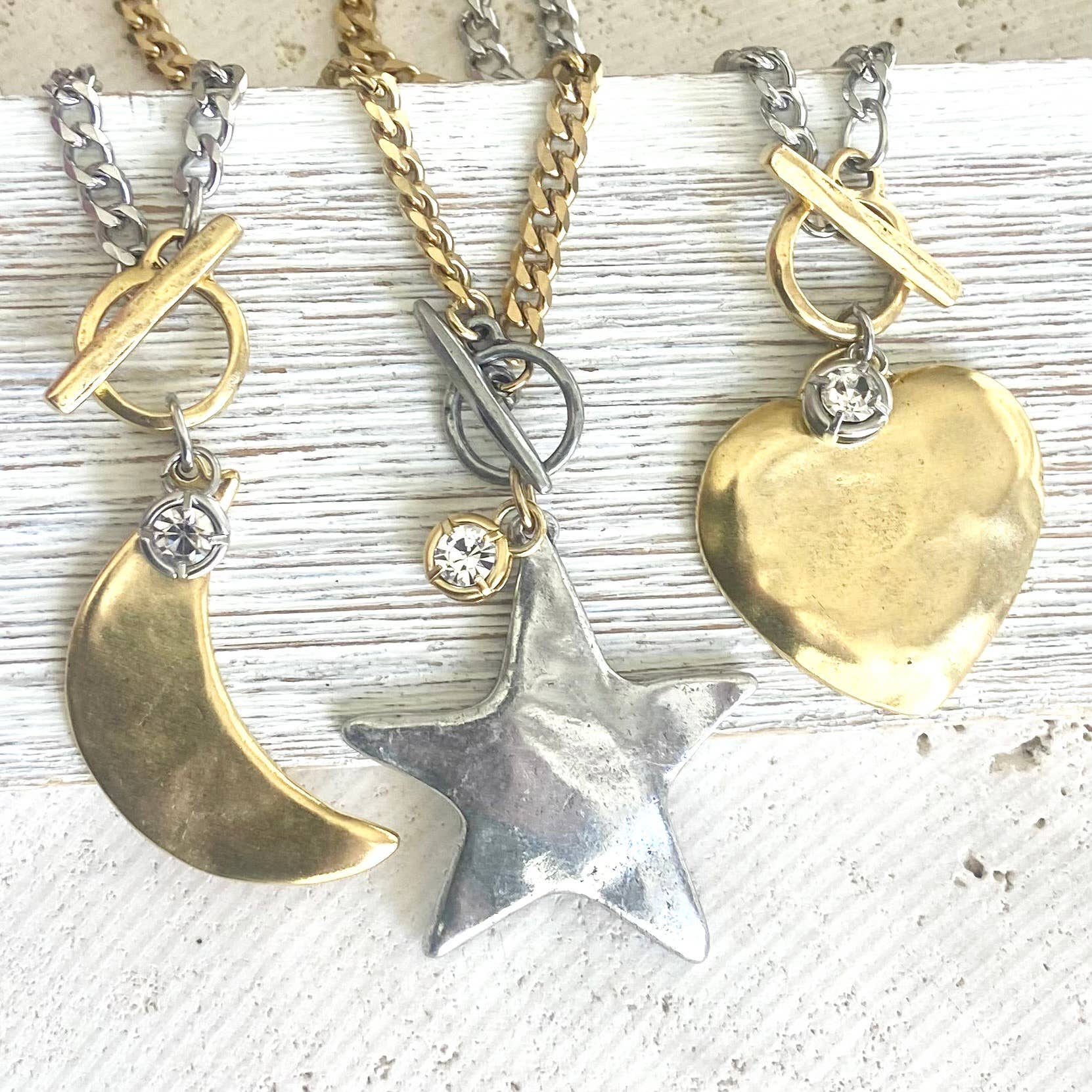 Star moon heart mixed meta necklaces no tarnish jewelry 2025