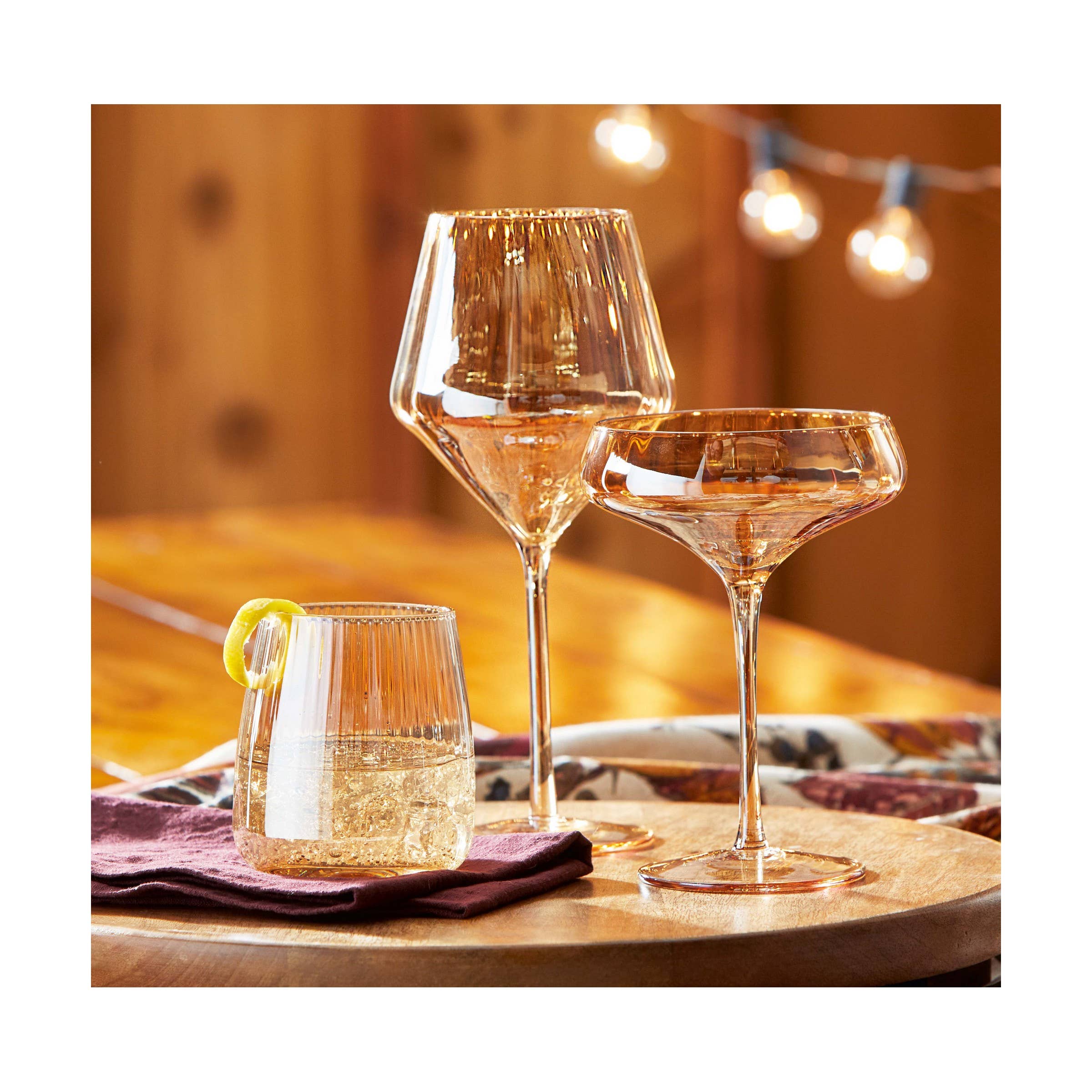 Chelsea Iridescent Optic Stemless Wine Glass Amber