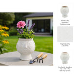 Decorative Planter - White Ceramic Grandma Face, 6 in.