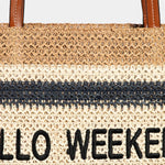 Hello Weekend Straw Braided Tote Bag