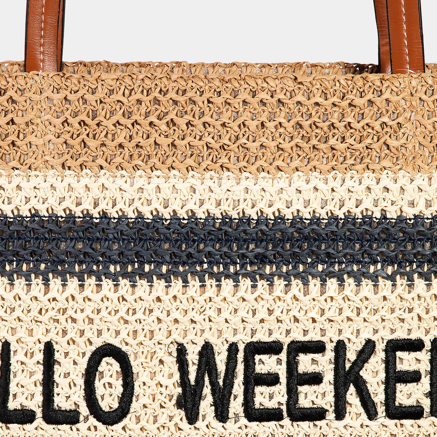 Hello Weekend Straw Braided Tote Bag
