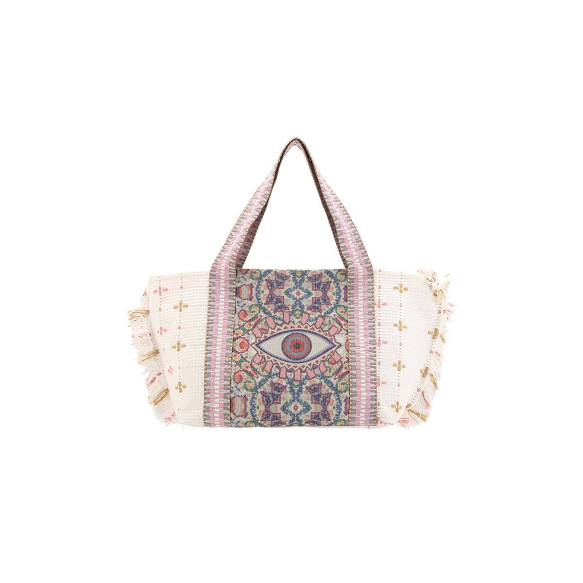 Eye Eye Tassel Trim Tote Bag