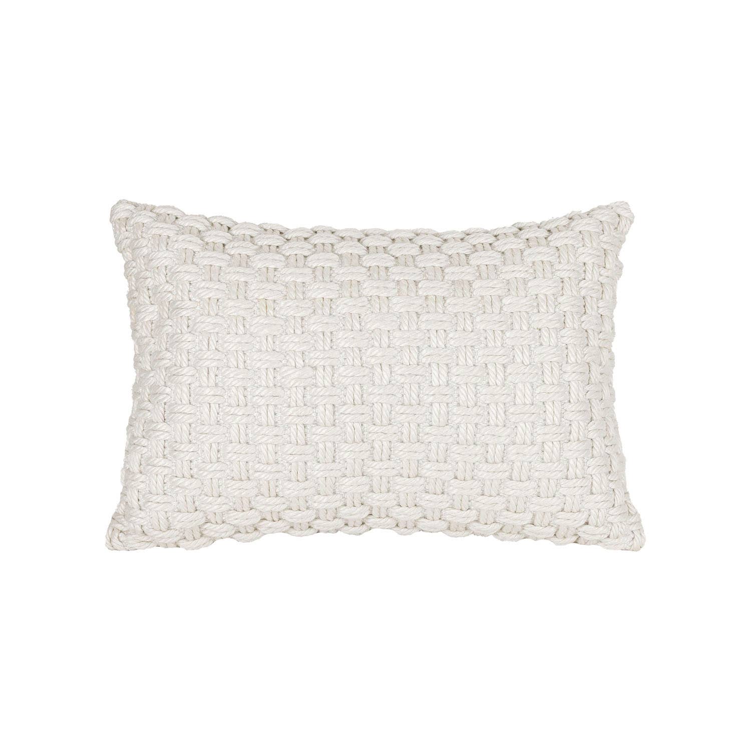 16X24 Hand Woven Sonia Knotted Pillow White