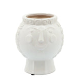 Decorative Planter - White Ceramic Grandma Face, 6 in.