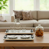 Trays Set of 2 - Black/White Wood Handled, 18/22 in.
