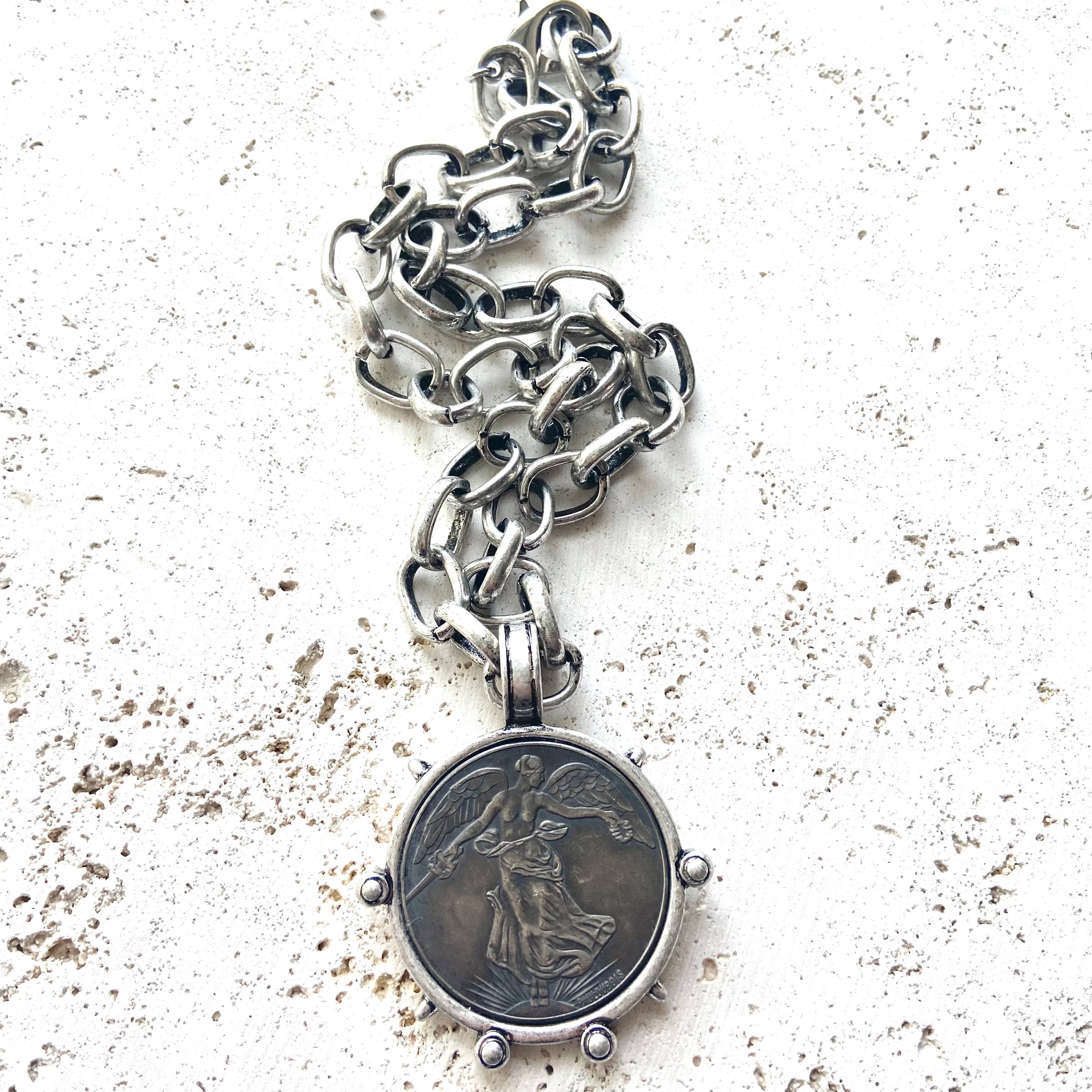 Medallion French Angel coin necklace boutique  jewelry