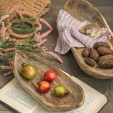 Retro Wooden Boat-Shaped Fruit Platter – Handmade Paulownia Wood Serving Tray