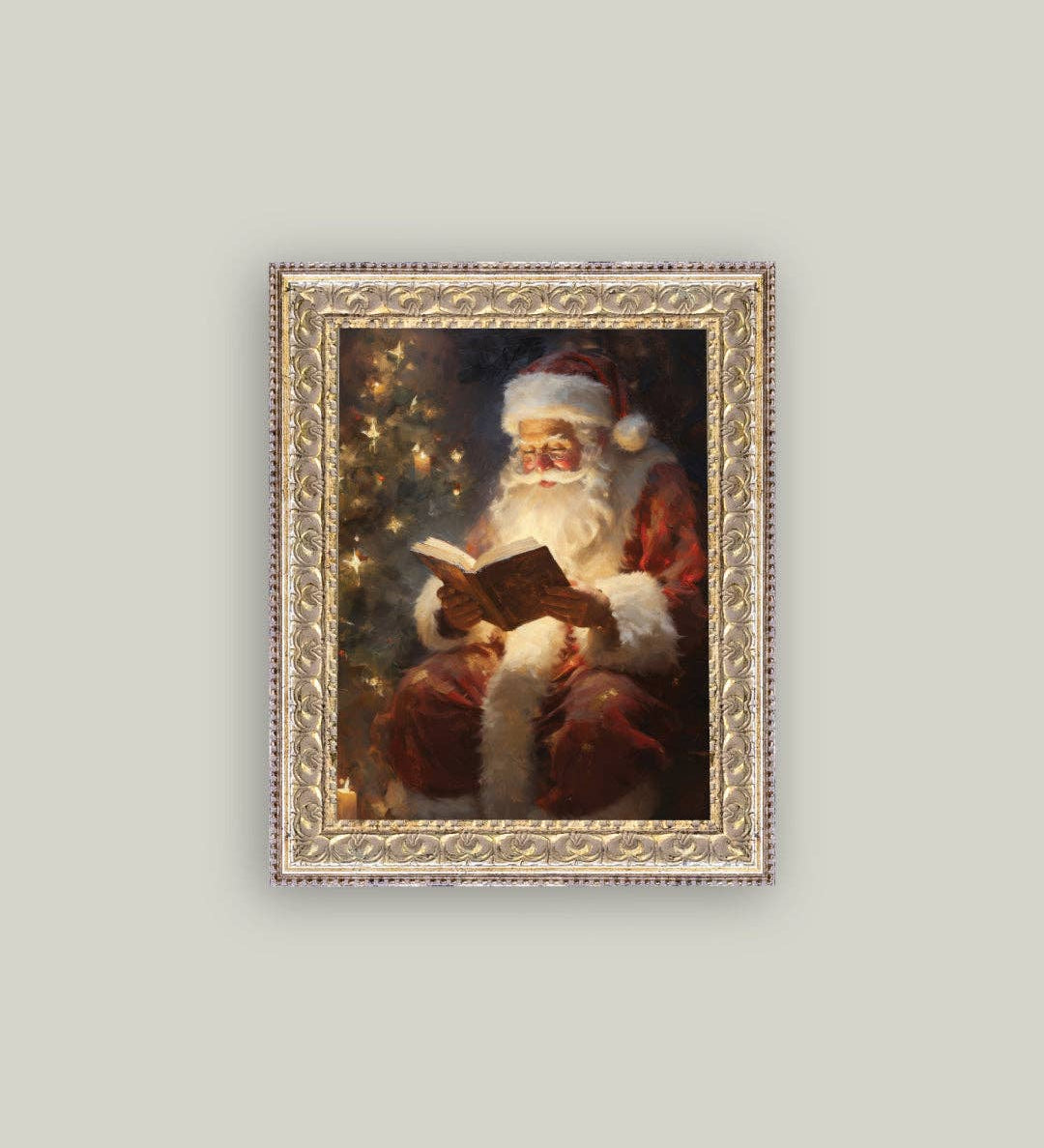 Classic Santa Framed Antique Art