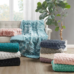 Soft Warm Ruched 50x60" Throw Blanket, Ivory