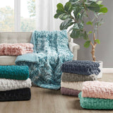 Soft Warm Ruched 50x60" Throw Blanket, Ivory