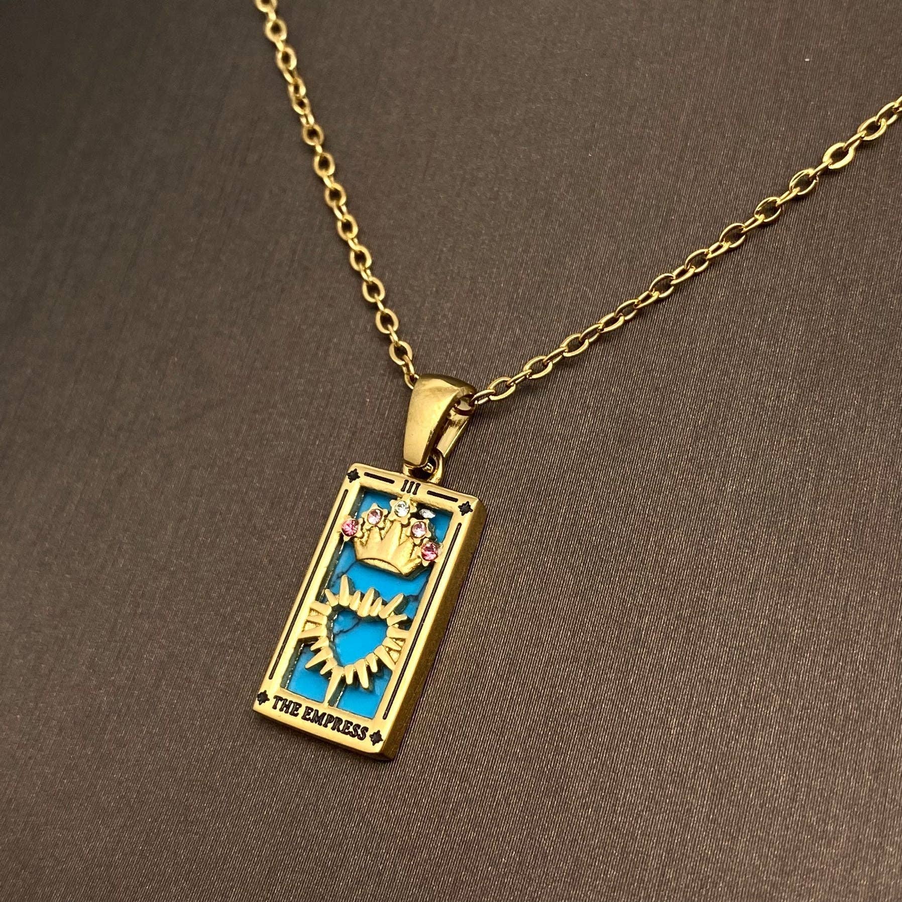 Star Moon Tarot 18K Gold Plated Steel Necklace -FGS/MS