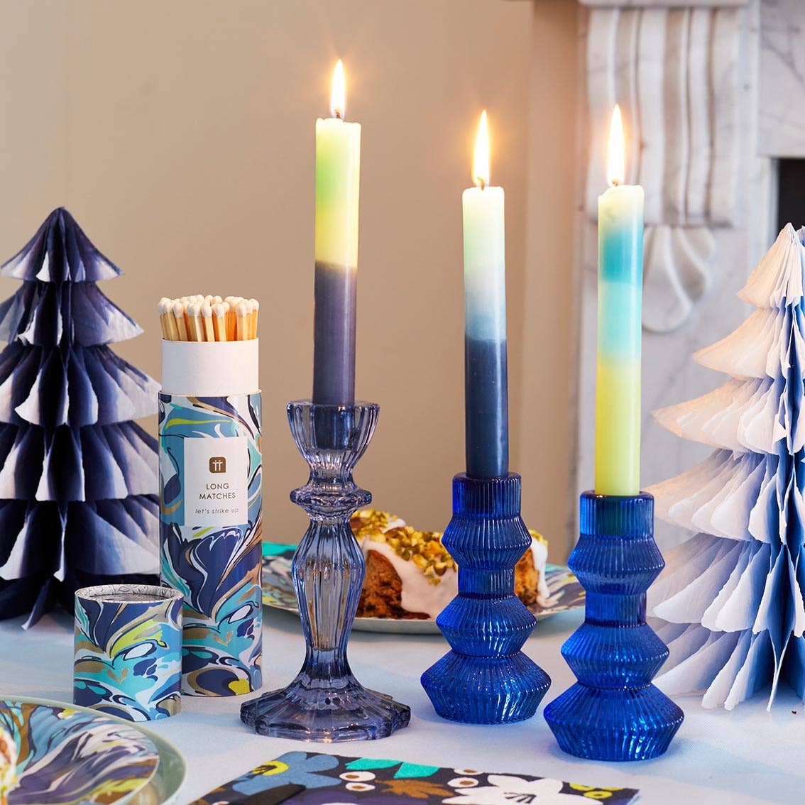 Cobalt Blue Glass Candlestick Holder | Home Décor |