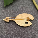 Inlaid Glass & Rhinestone Palette Brooch