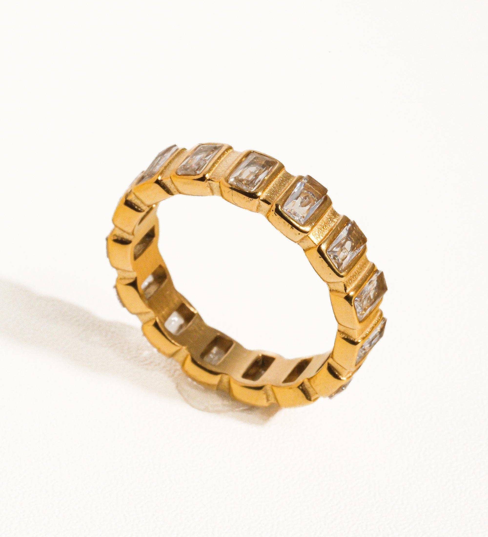 Sterling Gold Non-Tarnish Gold Rhinestone Ring