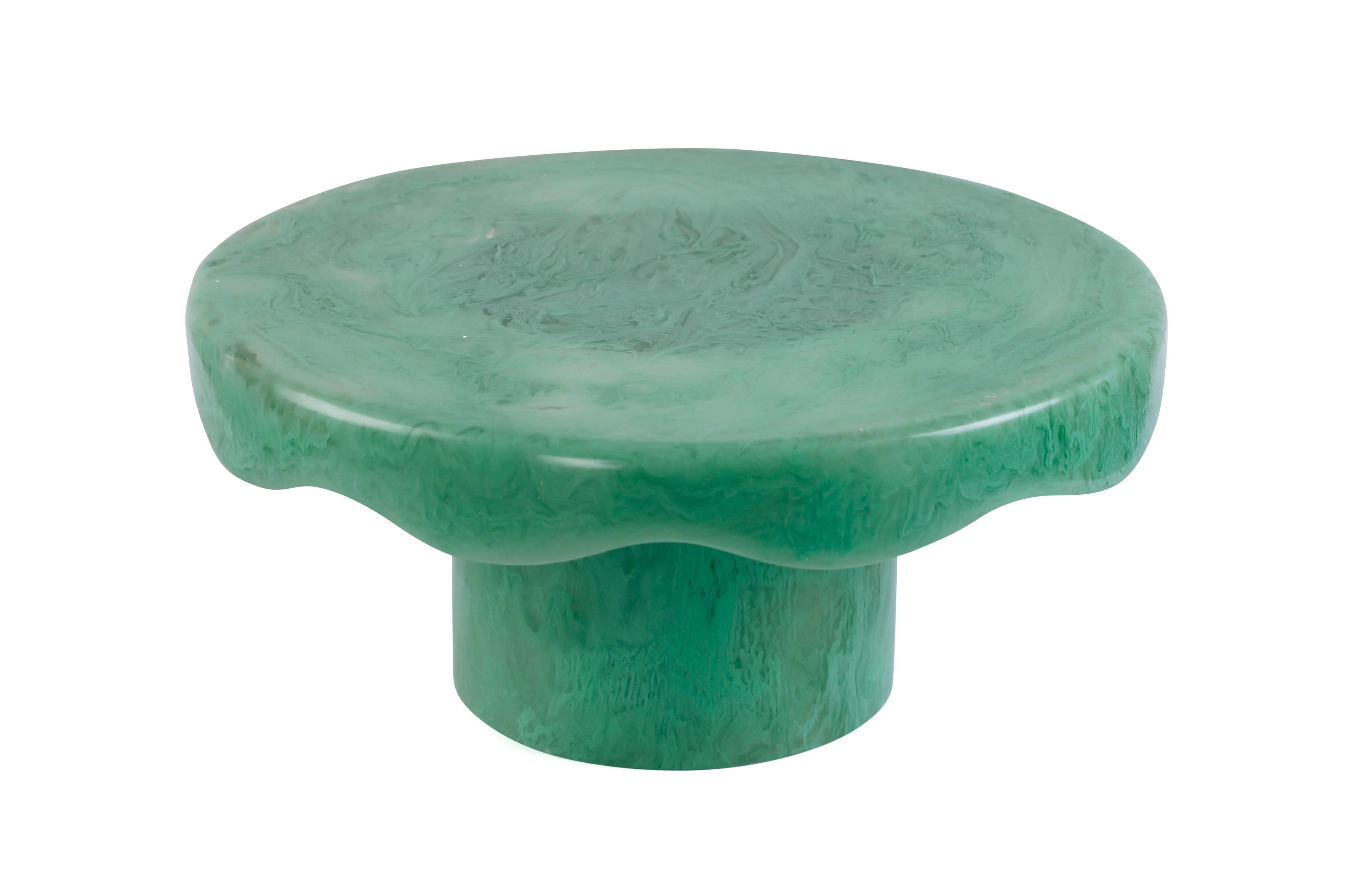 Scallop Resin Cake stand, Green- 9.5x4.5 Inches