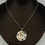 Cubic Zirconia Enamel Devil's Eye Compass Pendant Necklace