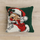 Loop Tufted Santa Claus Green 17" Throw Pillow