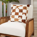 Patchwork Goat Fur Pillow - Poly Filled
