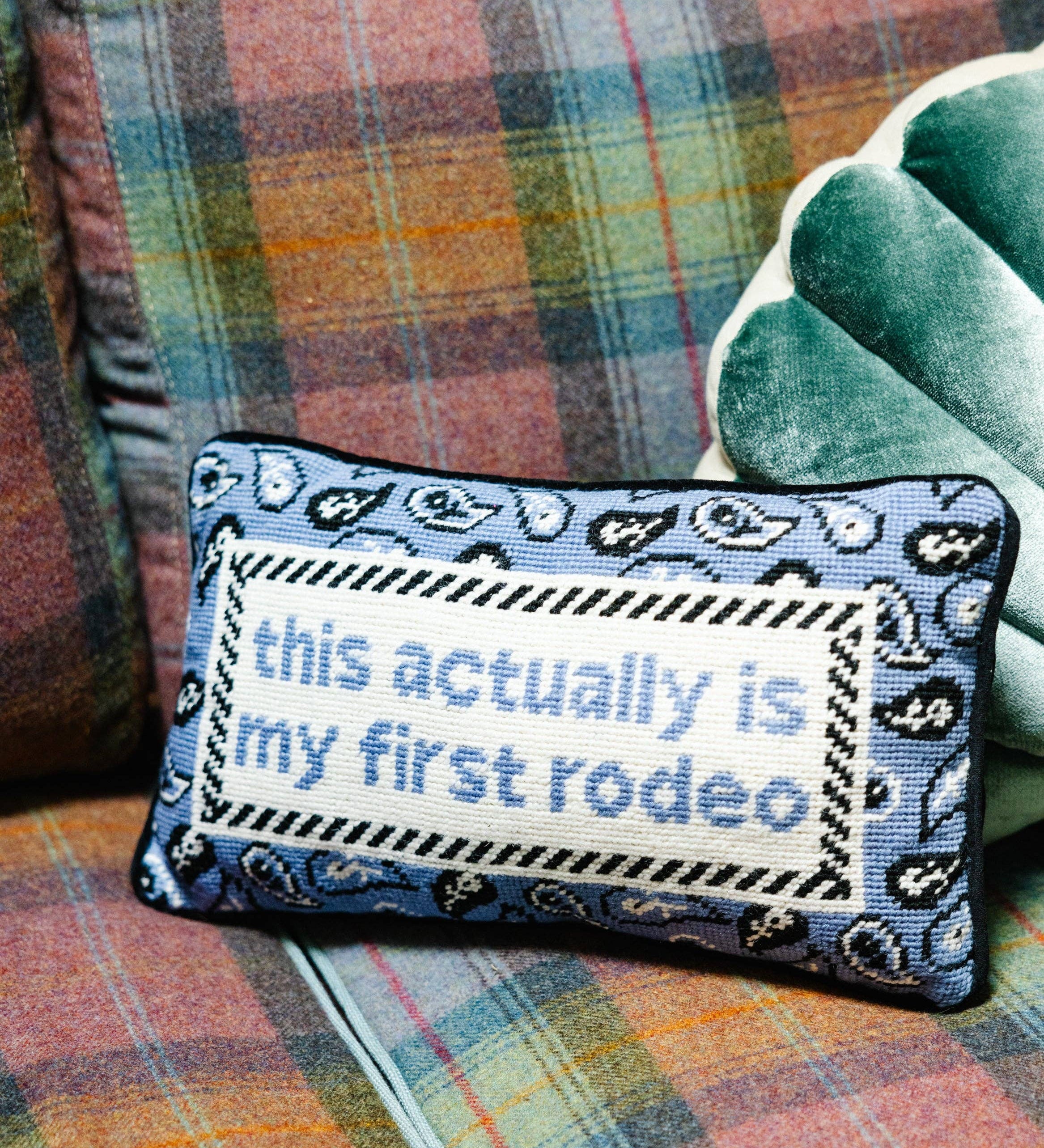 First Rodeo Needlepoint Pillow