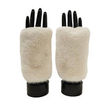 Fingerless faux fur mitten / glove with suede grip