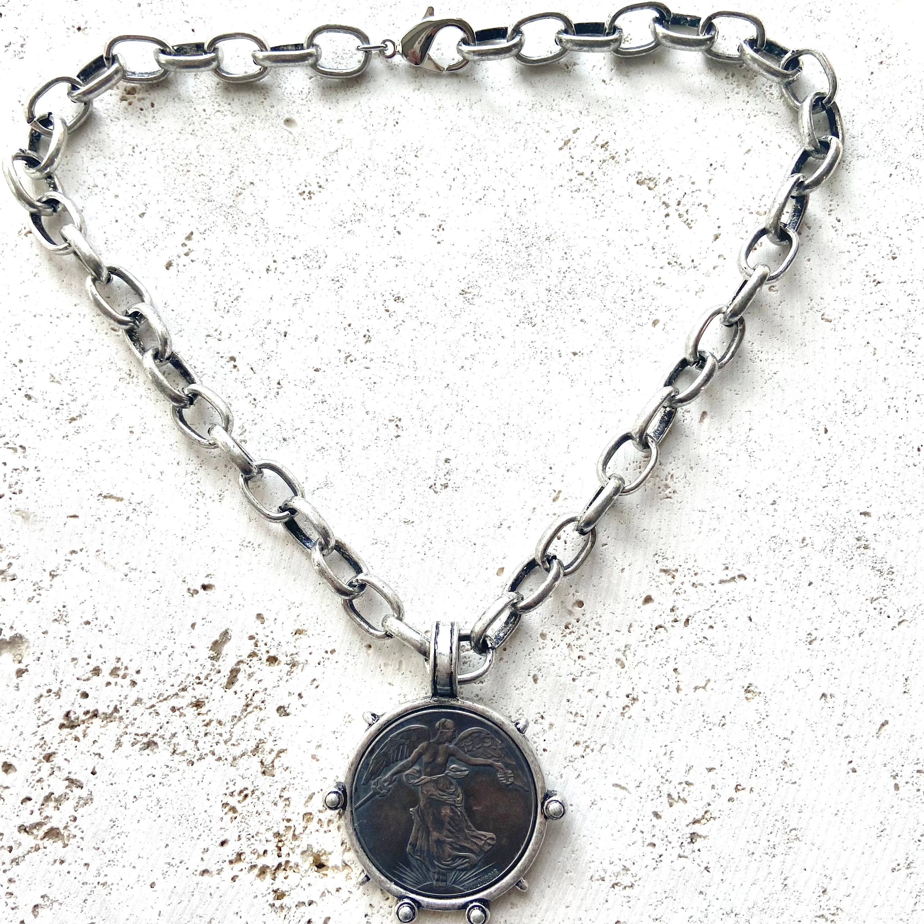Medallion French Angel coin necklace boutique  jewelry