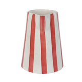 Ceramic Stripe Pitcher, Red- 8.25 x 8.25 x 8 Inches