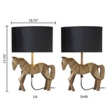 17.75"H Gold Origami Horse Base Table Lamp with Drum Shade