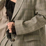 Plaid Oversized Two-Button Blazer Jacket