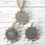 Matte gold horse French Bee coin necklace boutique