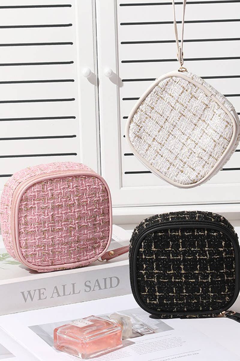 ....SI-26554 Plaid Tweed Cosmetic Makeup Travel Case