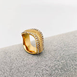 Cubic Zirconia Wave-shaped 18k Gold Plated Ring - FGS