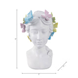 Planter - White Polyresin Lady with Butterflies, 7 in.