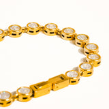 Amity 18K Gold Non-Tarnish Round Rhinestone Bracelet
