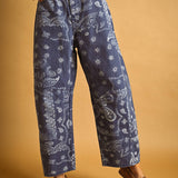 PAISLEY PRINT WASHED JEANS