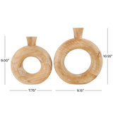 Natural Brown Wood Vase Set
