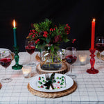 Red Glass Candlestick Holder | Summer | Christmas Decor |