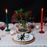 Red Glass Candlestick Holder | Summer | Christmas Decor |