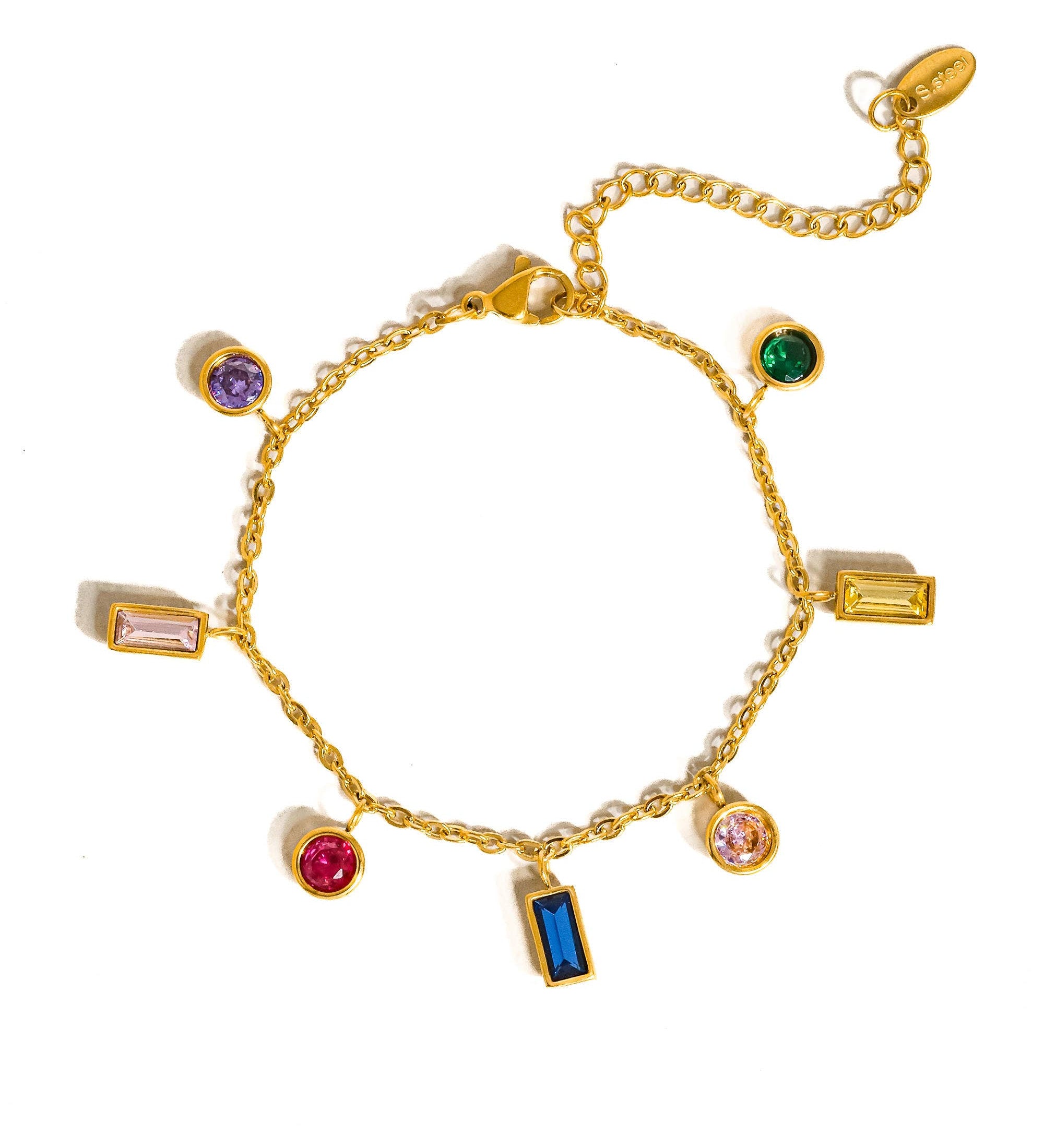 Sydney 18K Gold Non-Tarnish Multi CZ Tassel Bracelet