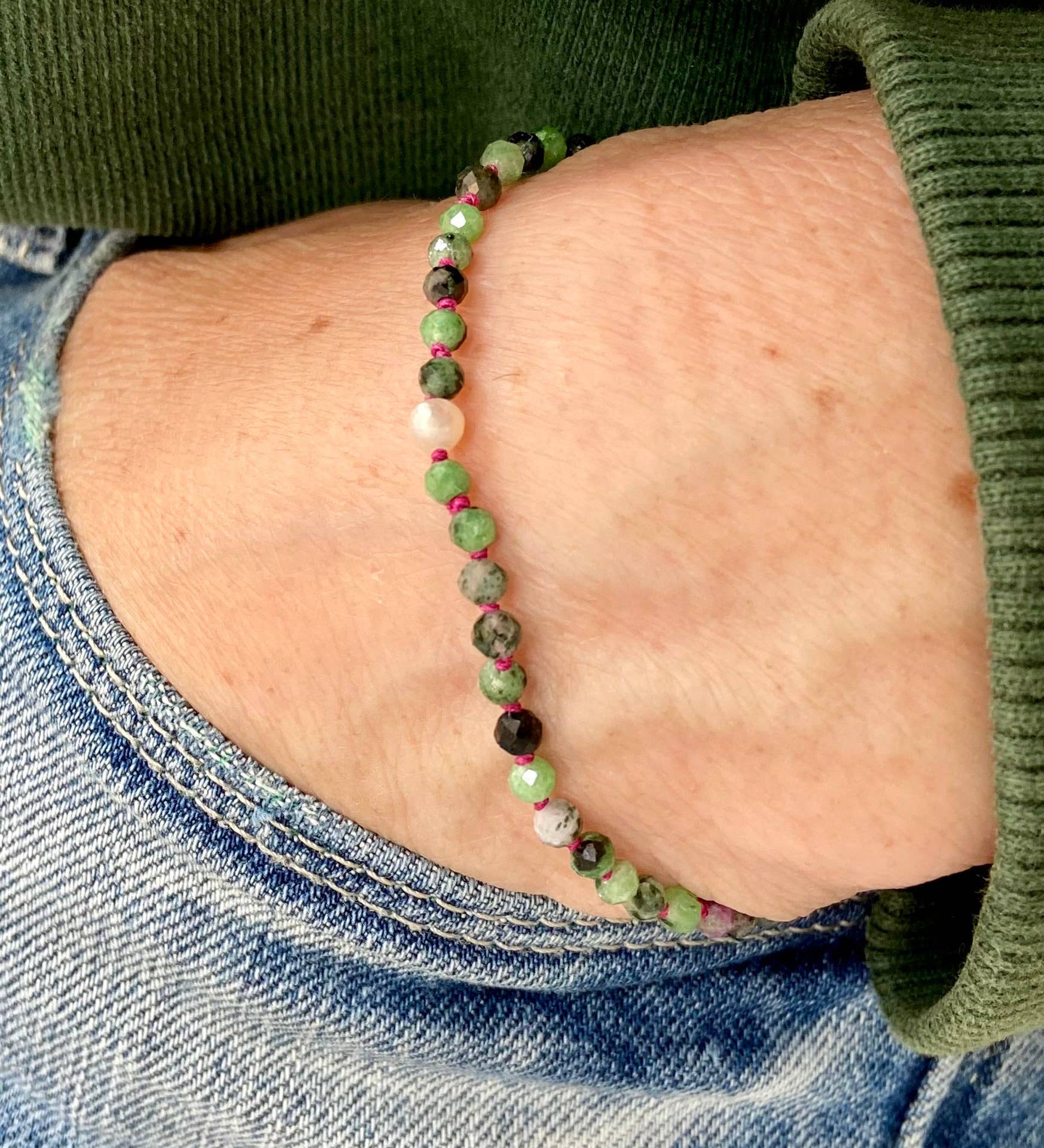 Poly Ruby Zoisite stone bracelet