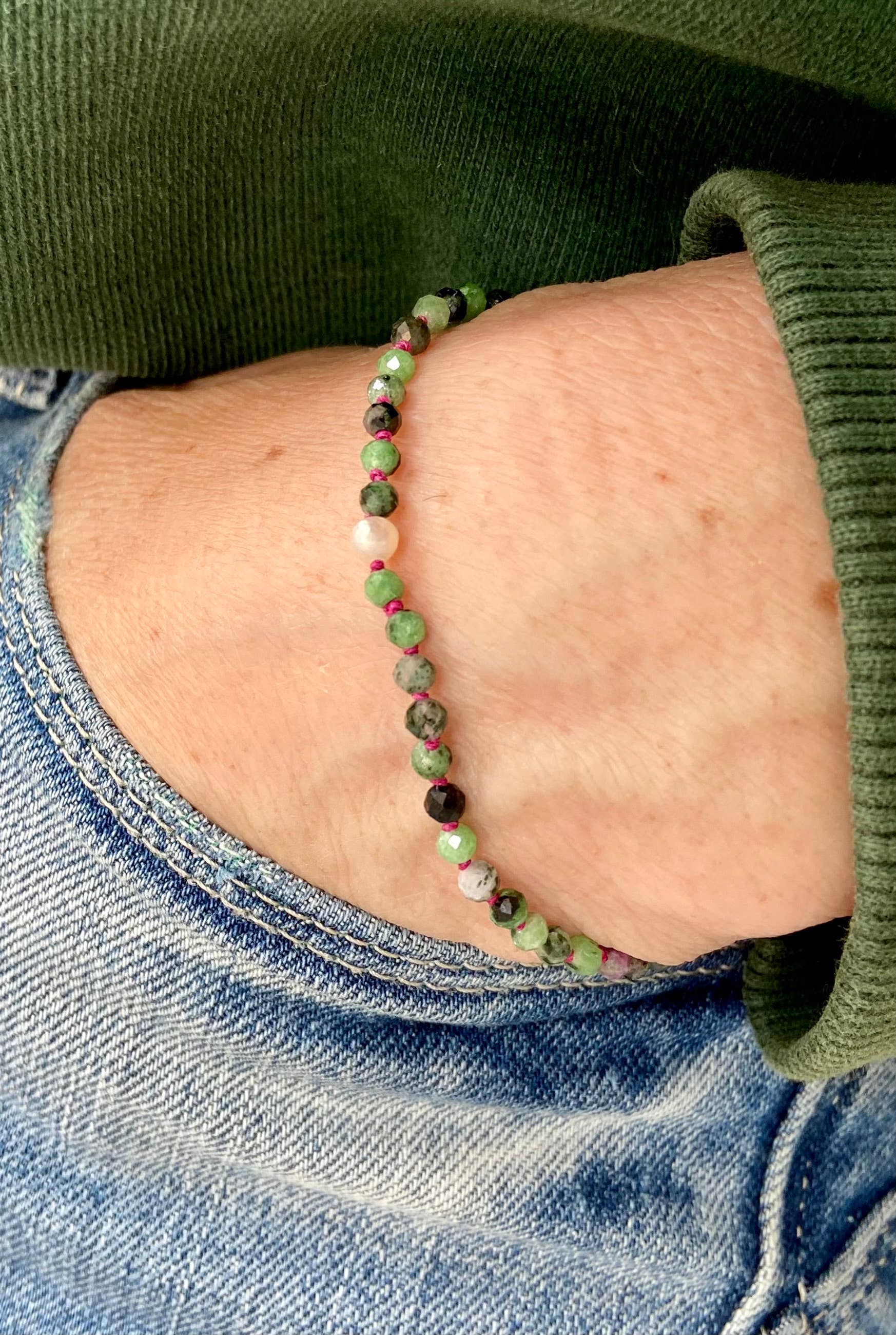 Poly Ruby Zoisite stone bracelet
