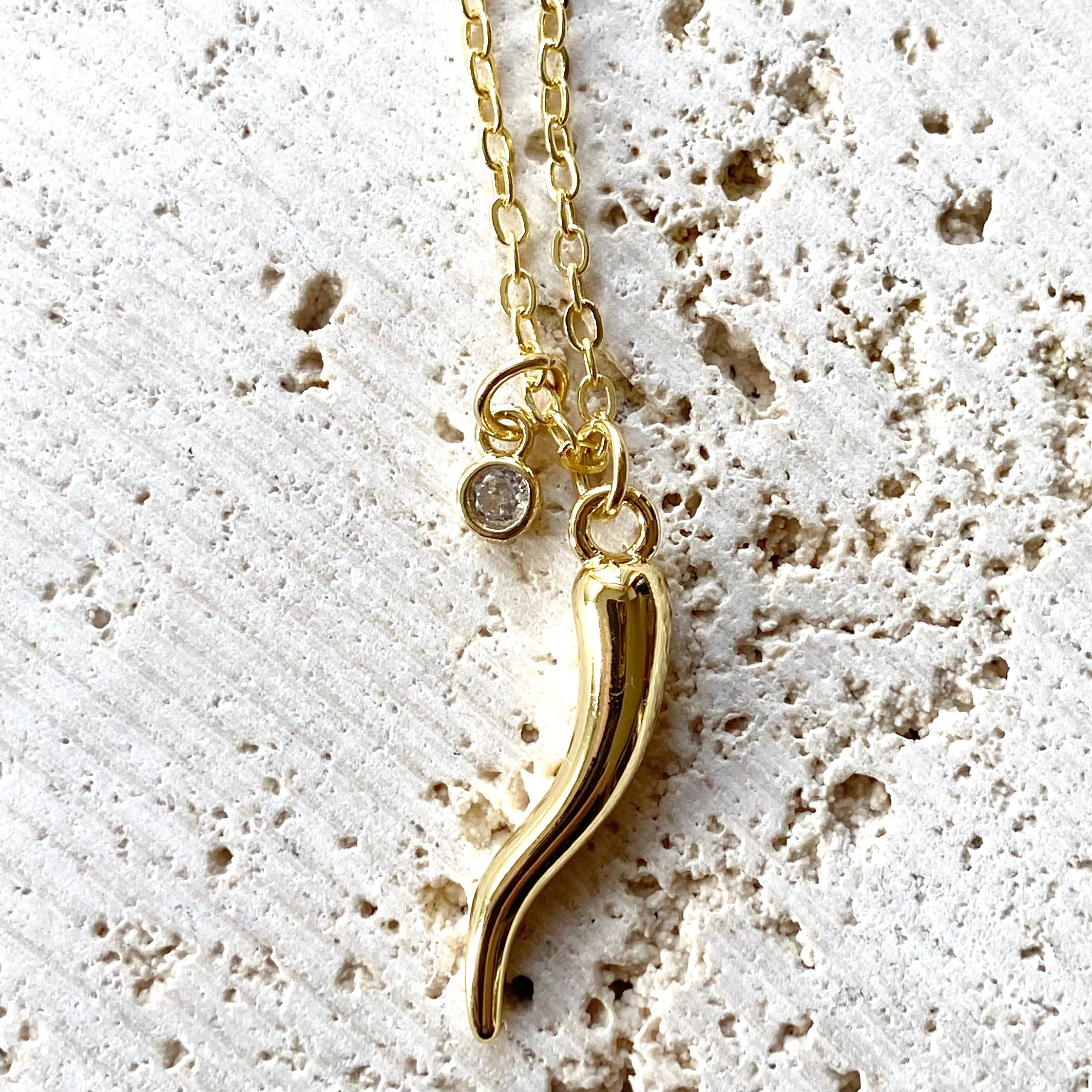 Italian horn necklace charm jewelry friendship luck
