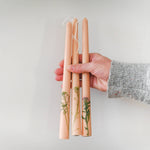 Floral Inlaid Tapered Candles - Set of 3