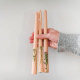 Floral Inlaid Tapered Candles - Set of 3