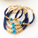 Blue Evil Eye Bracelet, Seed Beads Bracelet, Evil Eye Charm Bracelet