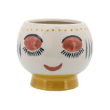 Decorative Planter - Ivory/Yellow Ceramic Artsy Face, 7 in.