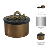Decorative Box - Gold Metal Round Snake Handle, 5 in.